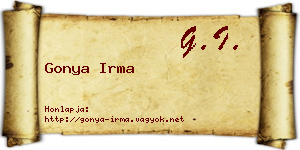 Gonya Irma névjegykártya